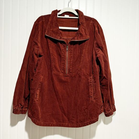 Poetry Jackets & Blazers - Poetry Half Zip Pullover Jacket Corduroy Rust Lagenlook Hemp Cotton Yak Size 12